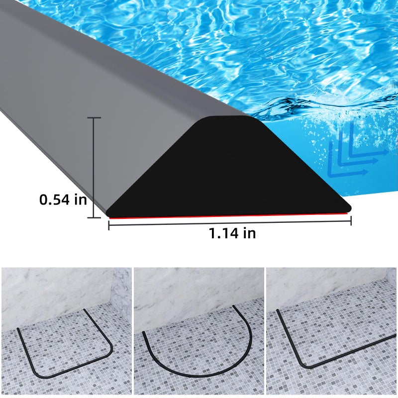 Duzzy 118 Inch Collapsible Shower Water Dam, Shower Threshold Water Stopper Barrier and Retention System and Keeps Water Inside Threshold Dry and Wet Separation, Suitable for Bathroom & Kitchen - Image 2